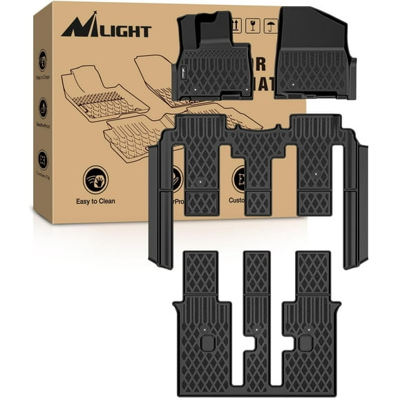 Nilight TPE Floor Mats for Kia Carnival Hybrid 8 Seat 2025 (Not for Fuel) All Weather Custom Fit Heavy Duty Floor Liners