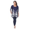 thumbnail image 2 of White Mark Women's Plus Size 3/4 Sleeve Yanette Tunic Top, 2 of 4