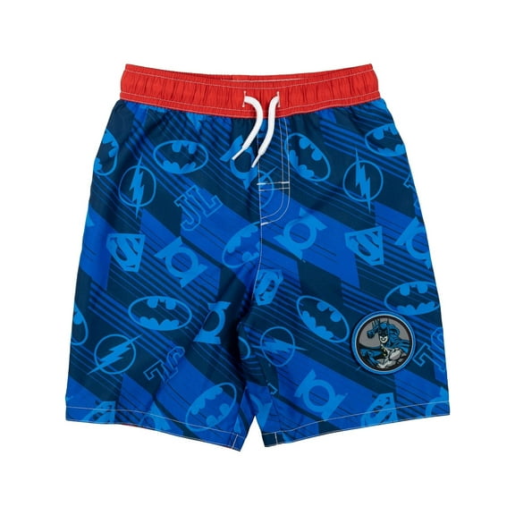Justice League Boys' Batman, Superman, Flash Swim Trunks, Blue (8)