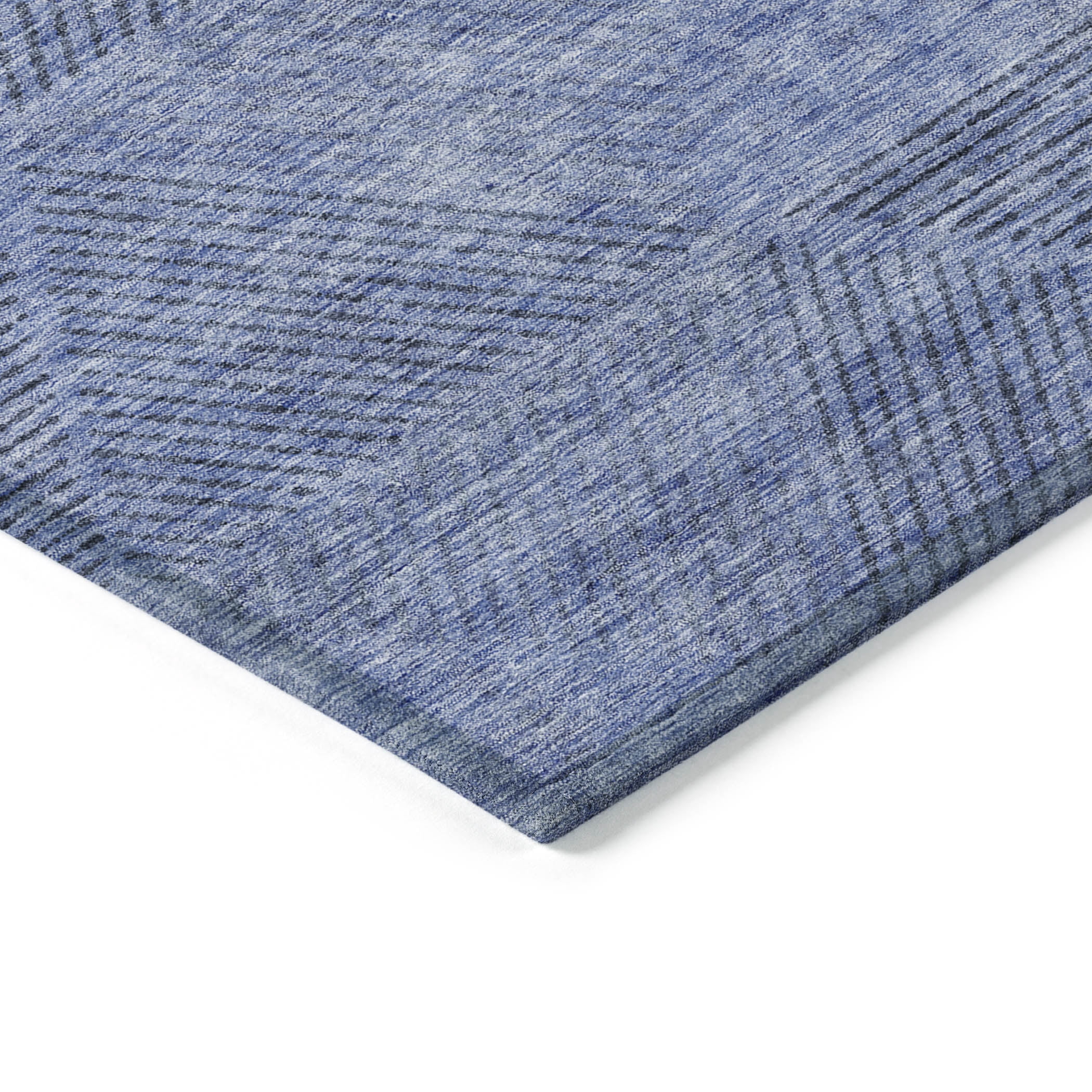 Addison Rugs Chantille Indoor/Outdoor Transitional Geometric Blue Washable Round Rug, 8' x 8'