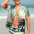 thumbnail image 7 of Kll Men'S Hawaiian Shirt Short Sleeve Button Down Beach Shirts-Tropical Summer Palm, 7 of 7