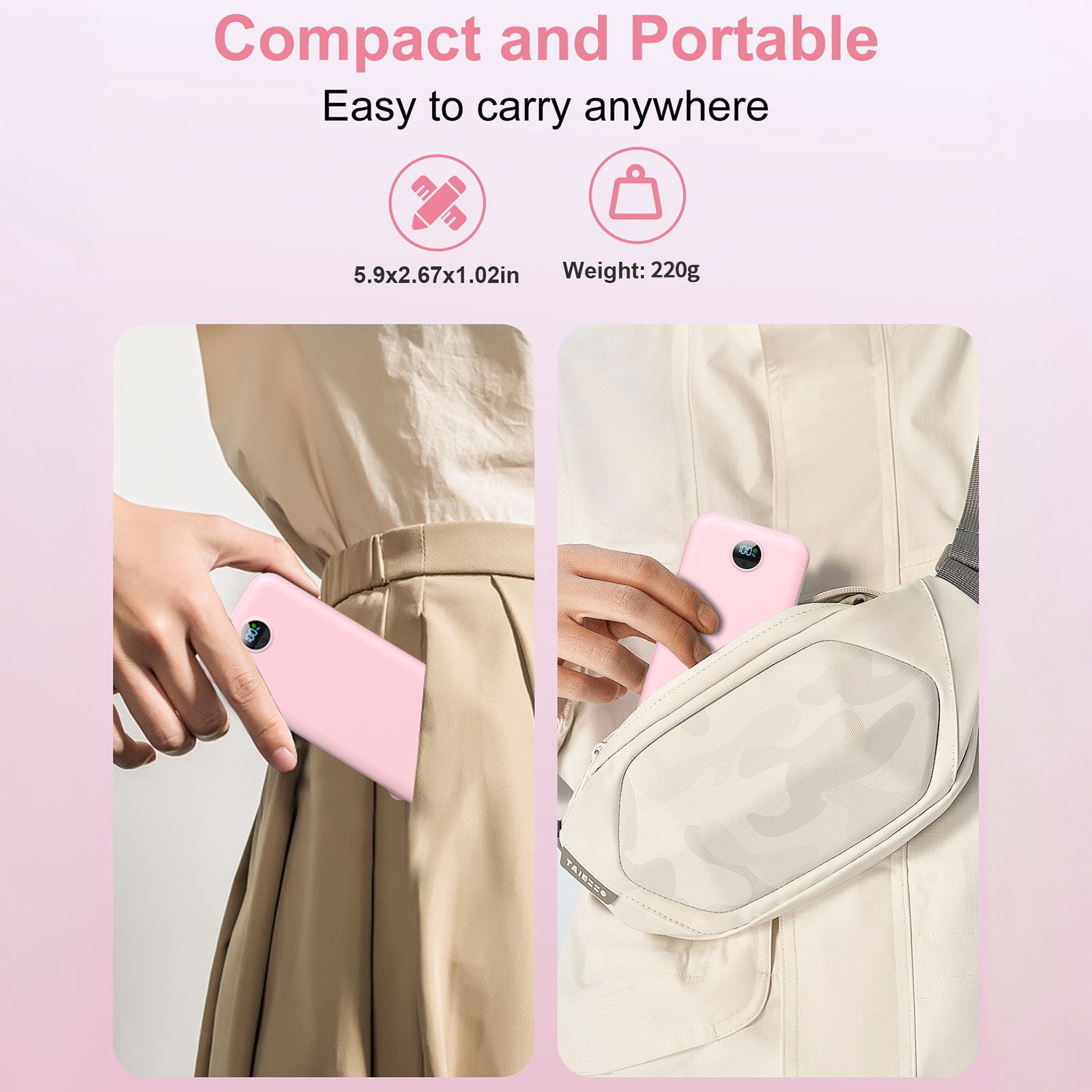 12000mAh Portable Charger, USB C Input Fast Charging Power Bank with LED Display, External Battery Pack Compatible with iPhone