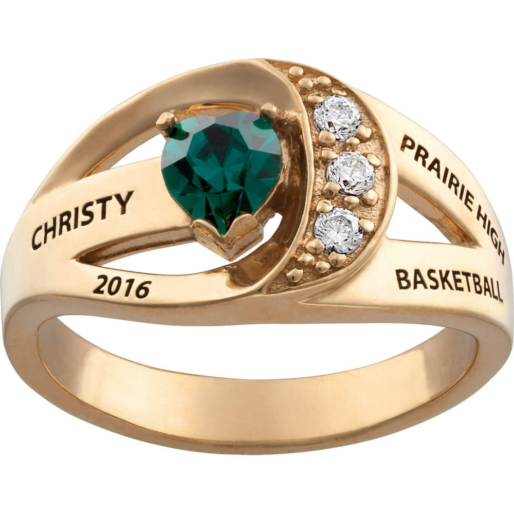 Freestyle Class Rings Personalized Women's Gold Plated Sterling Heart