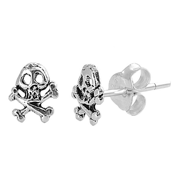 Danger Skull Poison Stud Earrings Sterling Silver