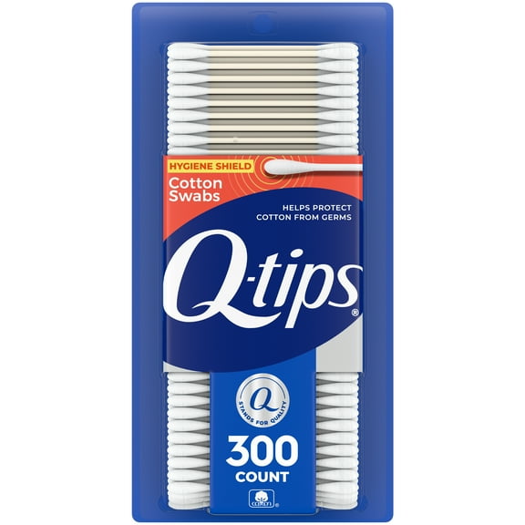 Q-tips Cotton Swabs, Hygiene Shield, For First Aid, Beauty and Baby, 100% Cotton, 300 Count