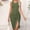 Army Green, variant on ZZwxWA Womens U Neck Sleeveless Ribbed Knitted Tank Dress Sexy Side Slit Drawstring Ruched Bodycon Maxi Dresses Evening Cocktail Party Formal Sundress Solid