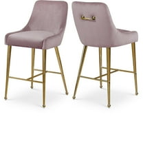 Meridian Furniture Owen 28"H Velvet Bar Stool in Pink (Set of 2)