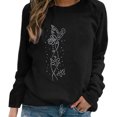 thumbnail image 4 of Birdeem Mode Femmes Décontracté Col Rond Papillon Strass Manches Longues T-Shirt, 4 of 4