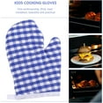 thumbnail image 4 of Ksopiavobs 2Pcs Kids Baking Gloves Kids Oven Mitts Kitchen Heat Resistant Microwave Gloves for Children Play Cooking Baking Kitchen Farmhouse Restaurant Dark Blue, 4 of 7