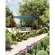 thumbnail image 2 of Pérgola de Aluminio – Efecto Madera – Toldo Retráctil Impermeable – Protección UV – Estructura Reforzada – Jardín, Terraza o Patio – Columna Gris y Cortina Azul – 10x13FT, 2 of 6