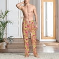 thumbnail image 6 of Lsque Yellow Flowers Print Men's Pajama Pants, Lounge Pant - Comfortable Home Wear,Elastic Waistband, Stylish Design-Large, 6 of 9