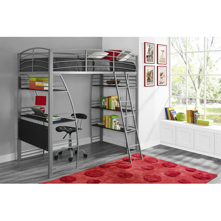 DHP Studio Twin Loft Bed with Integrated Desk and Shelves, Multiple (Best Loft Beds For Small Rooms)