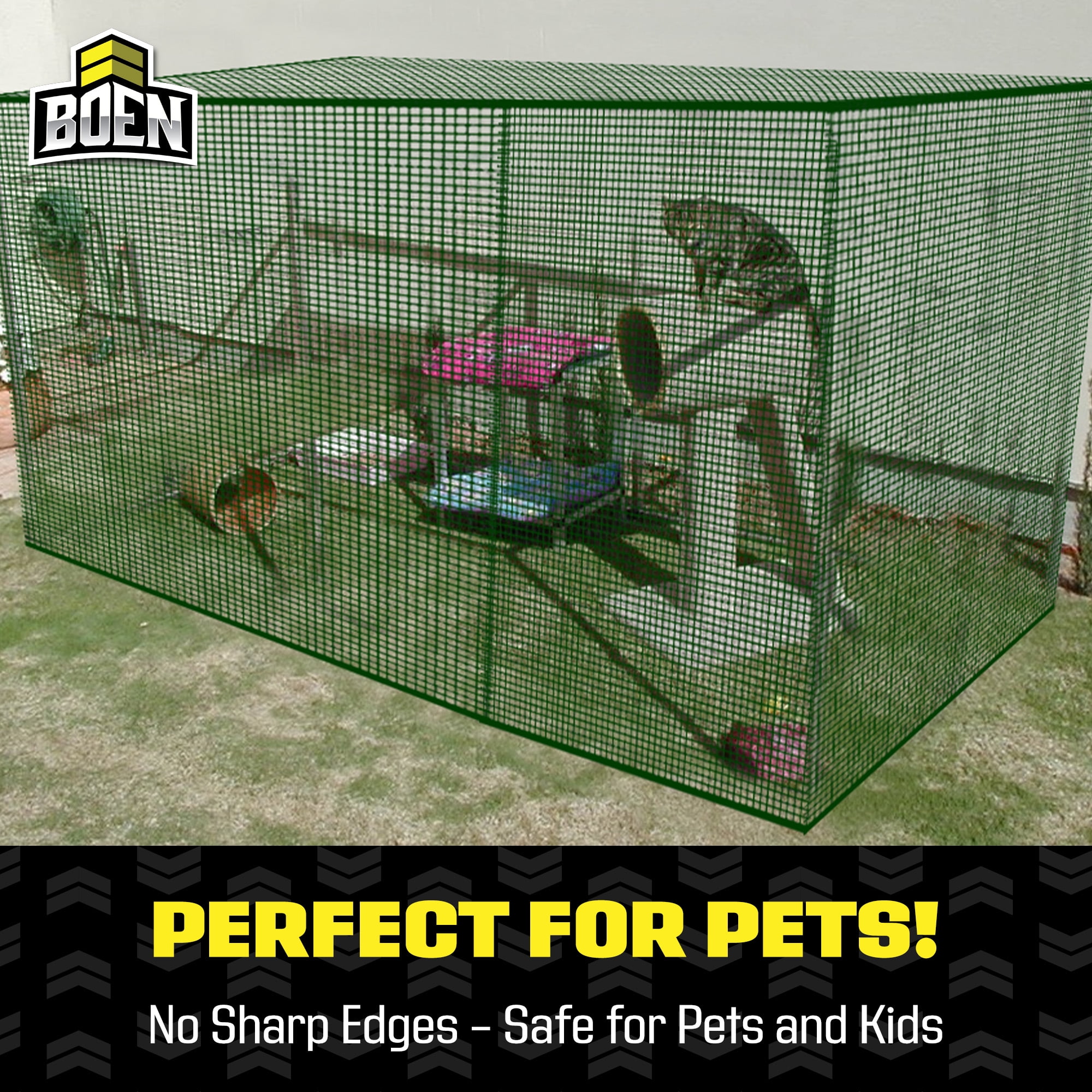 BOEN Plastic Mesh Hardware Netting, Tree Guard Barrier from Rabbits, Deer and Rodents, Deck Guard, Indoor or Outdoor Balcony Safety Net for pet or Child (3' x 15', Green)