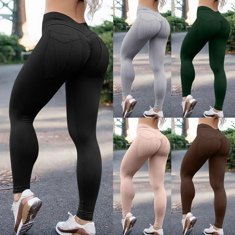 Skpblutn Fashions Porosity Fold Over Ladies High Waist Fitness Pants Sports  Stretch Yoga Pants With Pockets