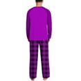 thumbnail image 7 of YueHuiYing Man Style Casual Pajama Set Long Sleeves Round Neck Shirt Waist GridLong Pants Loose Home Sets, 7 of 7