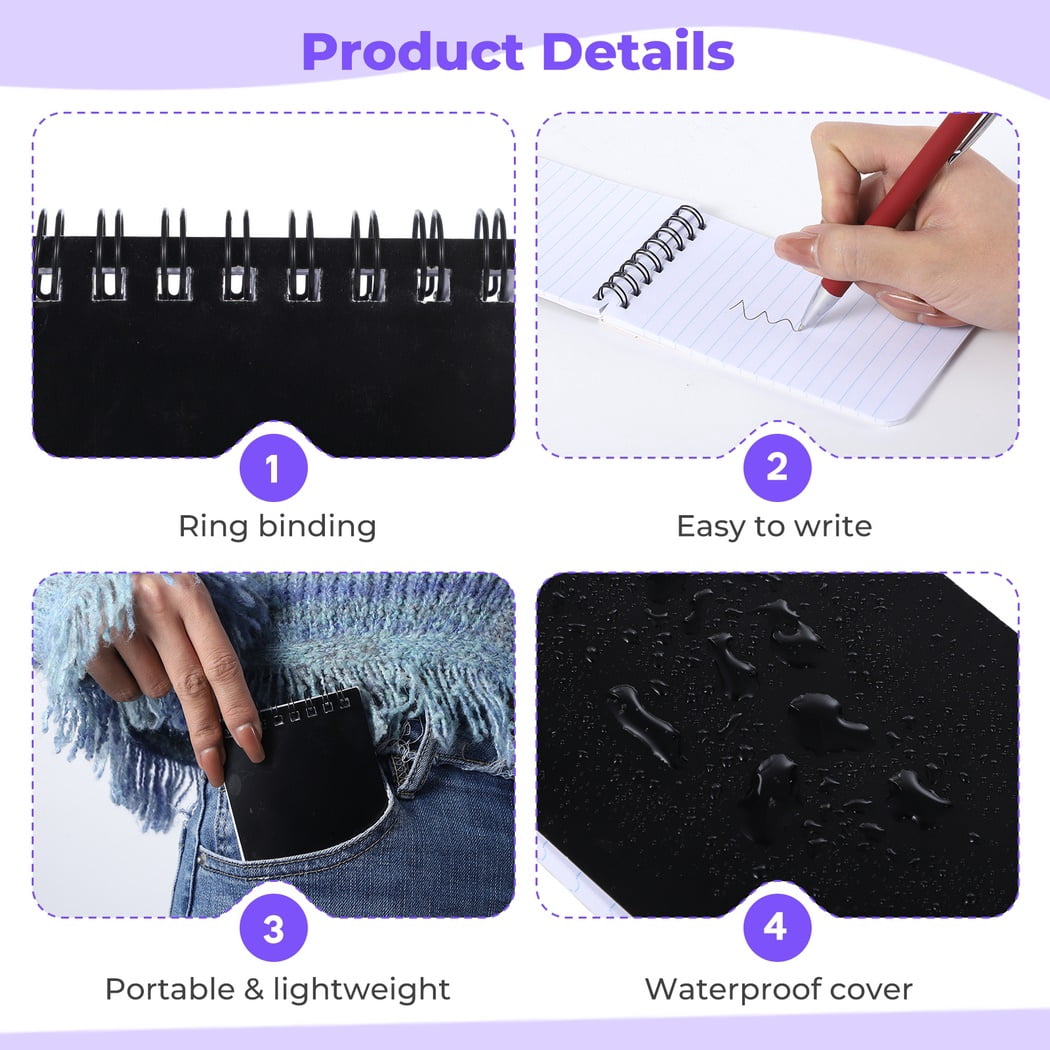 50Pcs Notebooks, 3 x 5'' Mini Spirals Notepads, 60 Sheets Mini Portable Spiral Notepads, Top Bound Notebook, Memo Pads for Home Office