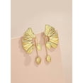 thumbnail image 6 of SNGIA 18K Gold Plated Statement Dangle Earrings for Women, Fan Leaf Design, Gold Tone, 6 of 7