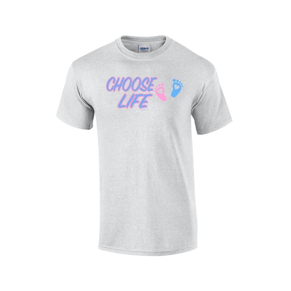 Anti-Abortion Short Sleeve T-shirt Choose Life Baby Foot Prints-Lightgrey-XXXL