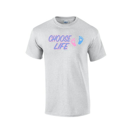 Life Print Tee - Anti-Abortion T-Shirt Choose Life Baby Foot Prints
