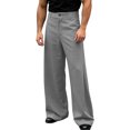 thumbnail image 4 of Dpytoraw Men's Pleated Wide Leg Pants 3D Pleats Relaxed Fit Casual Trousers Gray XL, 4 of 5
