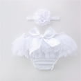 thumbnail image 2 of Xfvqtps Infant Baby Girls Bowknot Ruffle Yarn Skirt Bloomer Diaper Covers and Headband Set Newborn Photo Prop Outfits White, 2 of 4