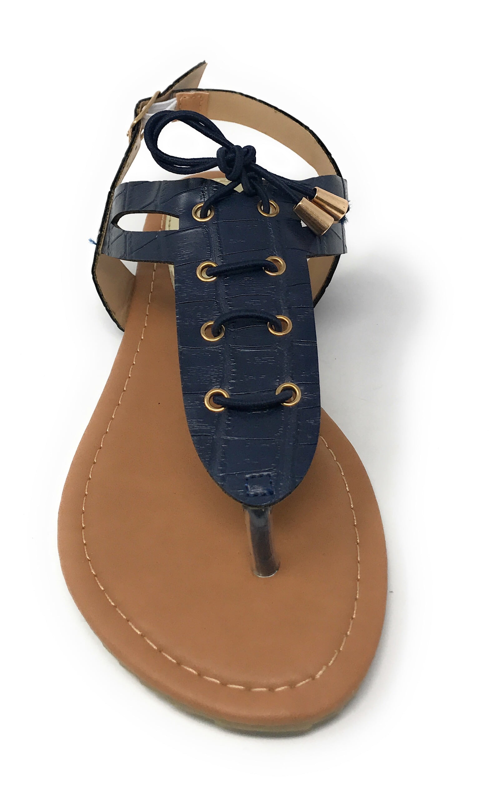 Victoria K Women's Laceup Faux Snake Skin With Side Buckle Sandals