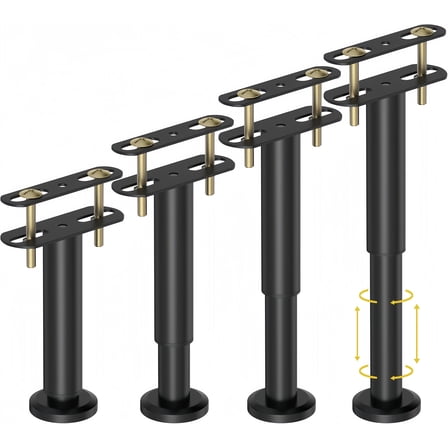 4 Piece Adjustable Height Bed Support Legs, 7.08-12.6 Inch, Heavy Duty Metal Bed Replacement Legs