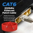 thumbnail image 6 of Cat6 100FT Network Ethernet Patch Cable, 550MHz Internet Wire for Router, Modem, PC, Laptop, TV, Printer, Console, Copper-Clad Aluminum, 5-Pack, Red, Cables Direct Online, 6 of 8