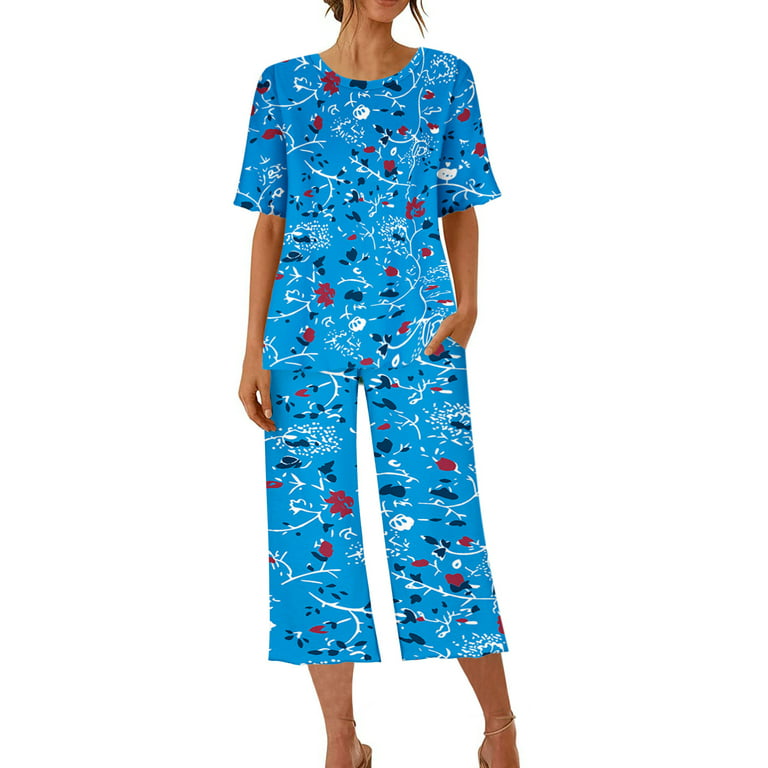 Black&Friday Deals Dyegold Women's Capri Pajama Set Short Sleeve