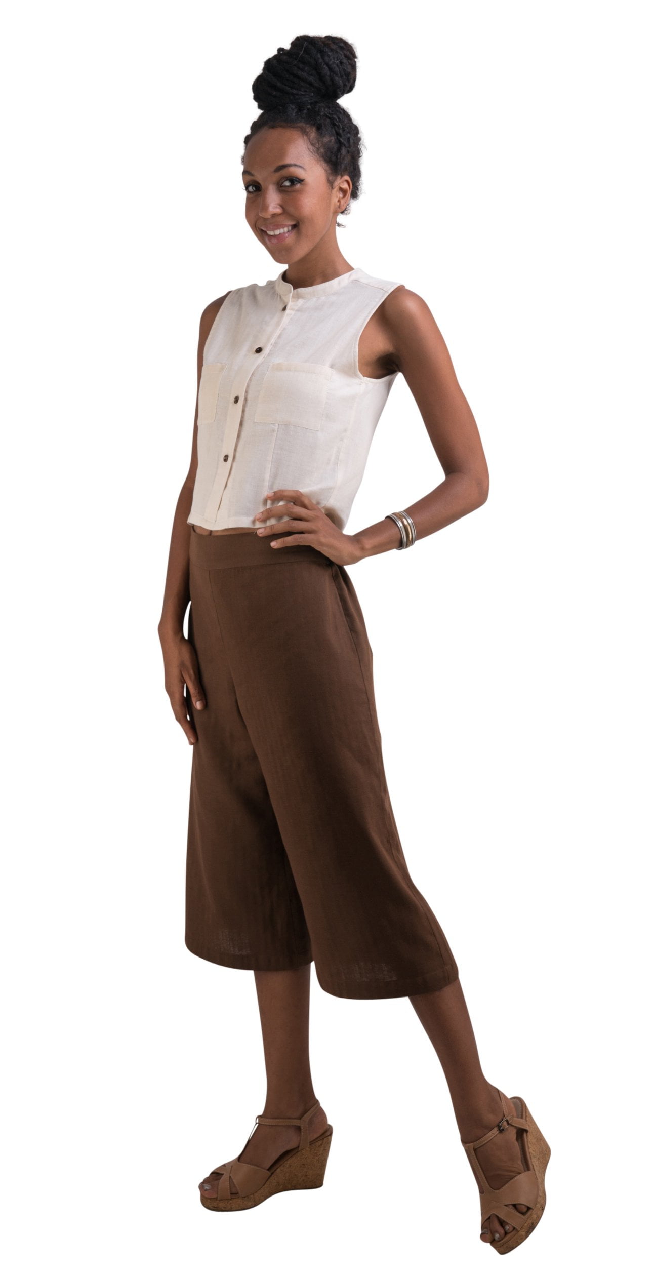 Leather Cropped Pants for Ladies in Brown | € 349,00 | Zinga Leather -  ZINGA Leather