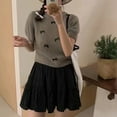 thumbnail image 3 of BUYISI Basic,Simple Womens Sweet Bow Sweater Casual Short sleeves Top Grey, 3 of 9