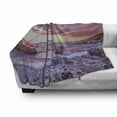 thumbnail image 3 of Big Sur Soft Flannel Fleece Throw Blanket, Sunset Picturesque Scene at Rocky Coast with Calming Sky in Violet Pinkish Tones, Cozy Plush for Indoor and Outdoor Use, 70" x 90", Multicolor, by Ambesonne, 3 of 6