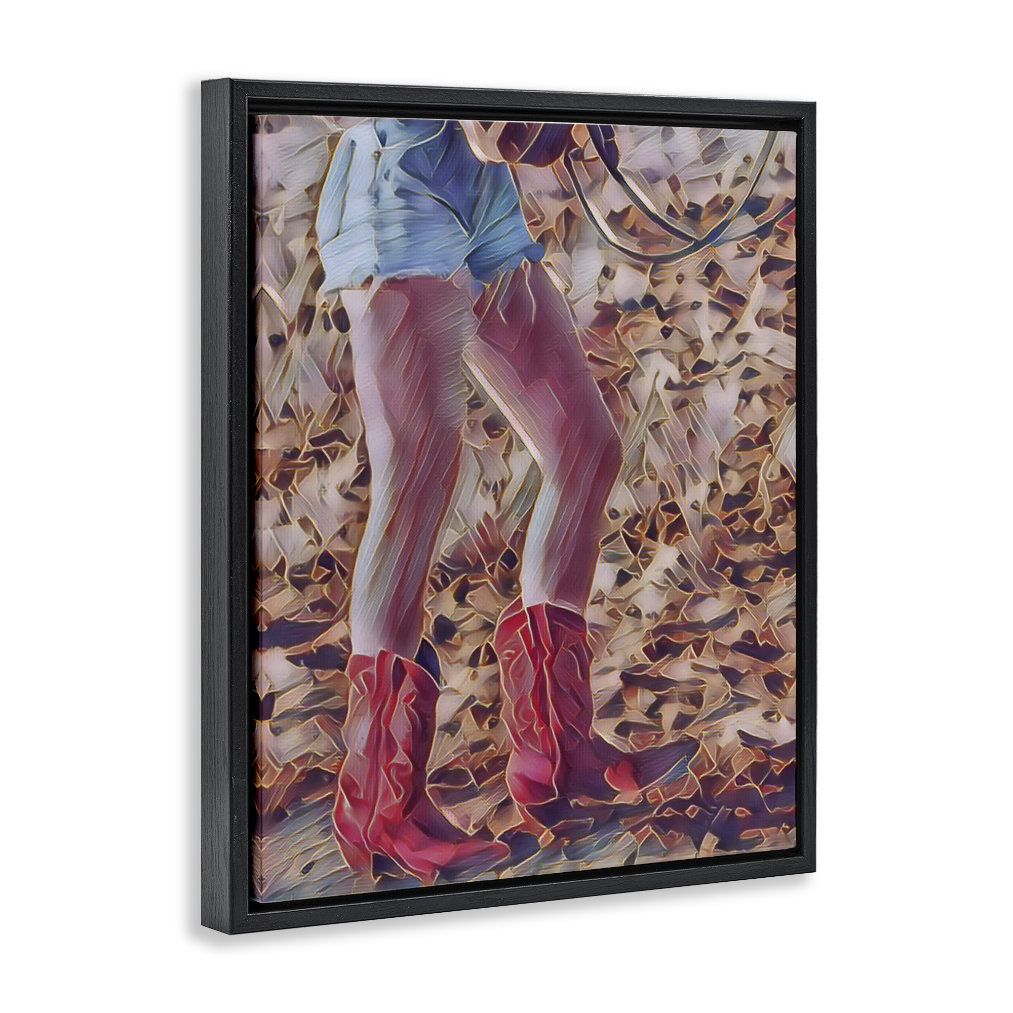 Rancher Gal Cowgirl Black Framed Floater Canvas Wall Art, design by Jesse Keith