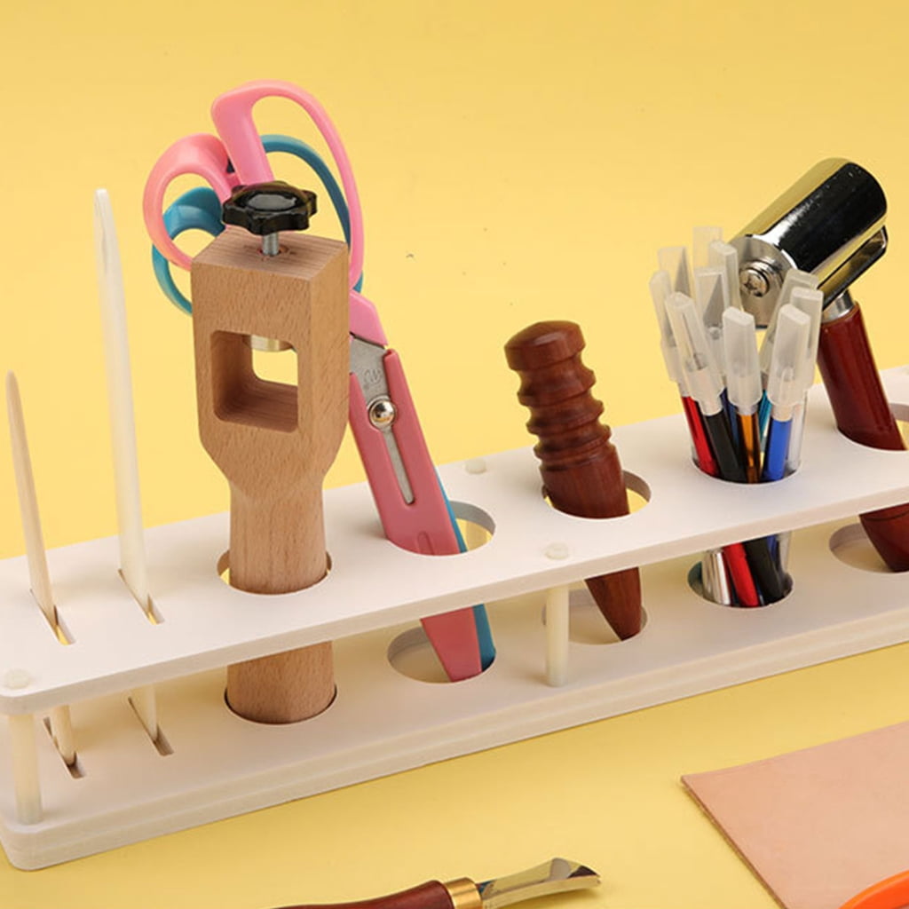 PVC1eatherTool Storage Rack with Multiple Holes Punch Craft Tool Organizer Shelf Suitable for Professional Technicians