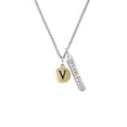 thumbnail image 2 of Delight Jewelry Goldtone Capital Letter - V - Pebble Disc - Silvertone Fearless Bar Charm Necklace, 23", 2 of 4
