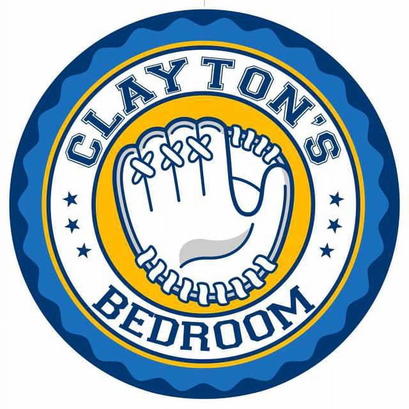 CLAYTON'S Baseball Glove Bedroom 14" Round Metal Sign Boys Room 100140029227
