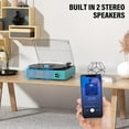 thumbnail image 6 of Record Player for Vinyl with 2 Build-in Speakers LP Vinyl Players Belt-Driven Vintage Turntables 3 Speed 3 Size, Wireless Bluetooth Playback, AUX-in, RCA Out, Headphone, Auto Stop Sea Blue, 6 of 14