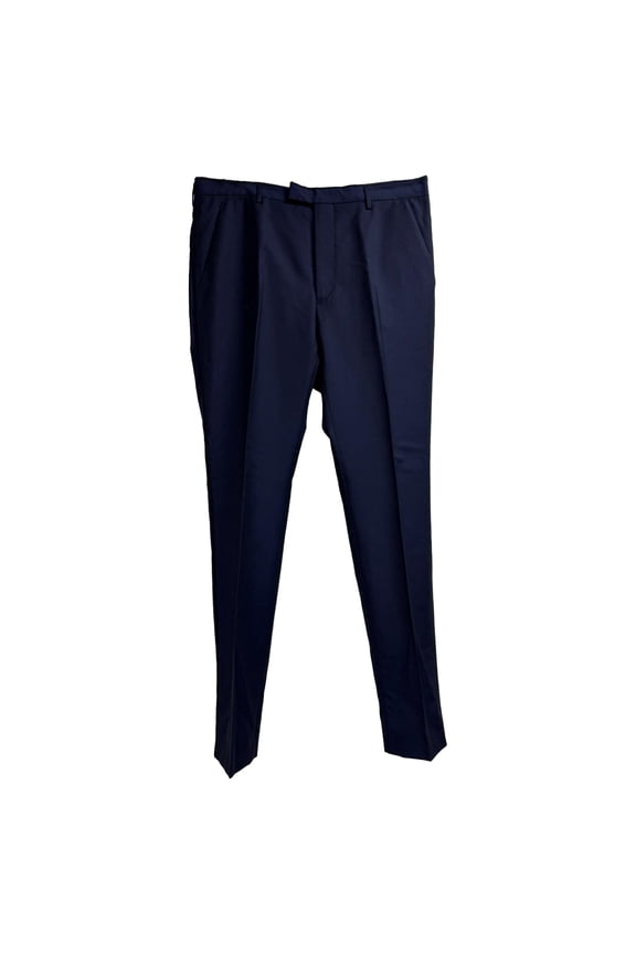 Pre-Owned Prada Straight Leg Pants in Navy Blue Wool