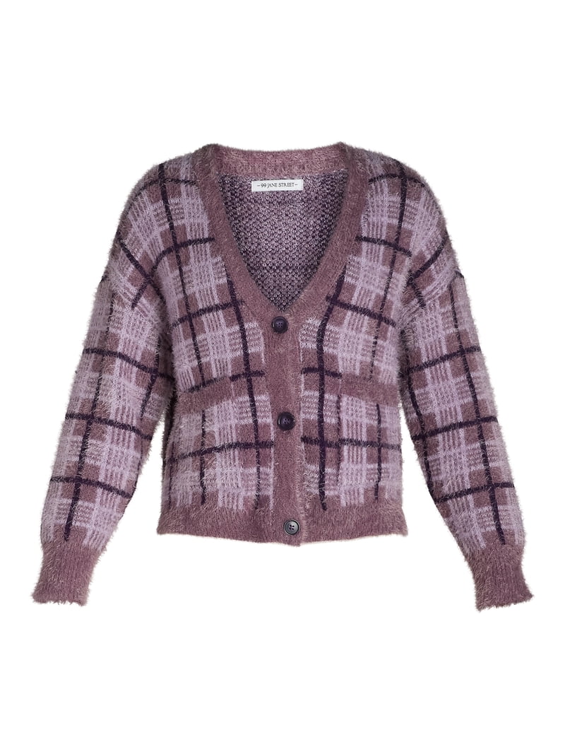 99 Jane Street Women's V-Neck Cardigan Sweater with Long Sleeves