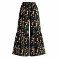 thumbnail image 3 of Women's Floral Wide Leg Pants High Waisted Palazzo Trousers, Boho Flowy Tiered Bell Bottom Pants for Beach Vacation, 3 of 7