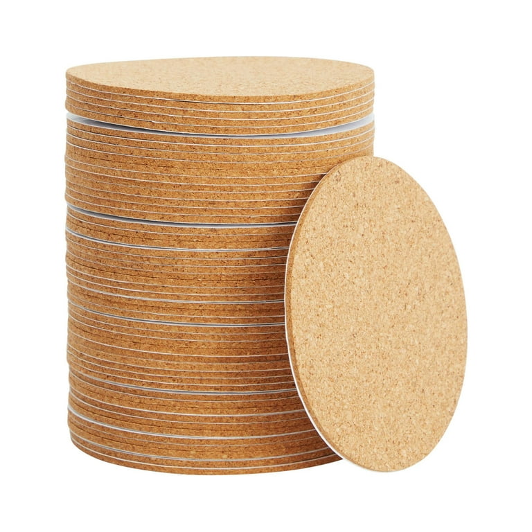 50 Pack Self-Adhesive Cork Coaster Backing Sheets - Round 1/8