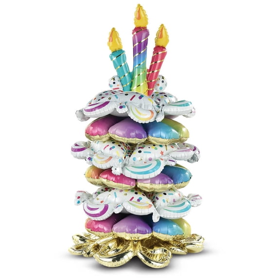 46 inch Birthday Cake Stacker Foil Mylar Balloon - Party Supplies Decorations