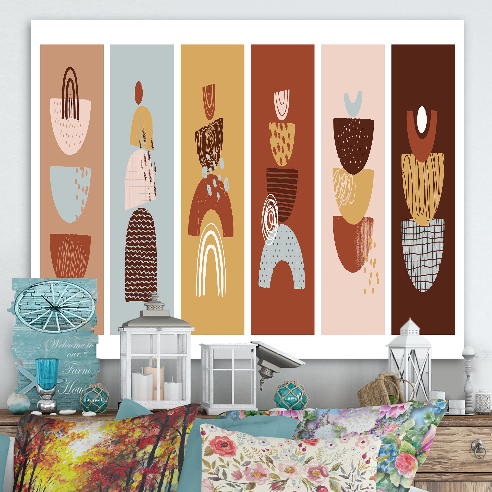 Designart ' Compostion Minimalistic of Organic Shapes II ' Modern Canvas Wall Art Print