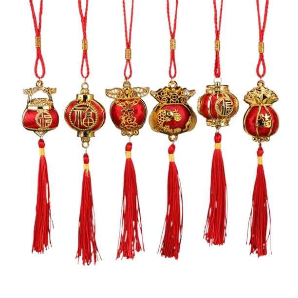 Faroles rojos de la suerte para colgar Mini faroles decorativos para el Año Nuevo chino con borla para la decoración de la fiesta de primavera y la boda