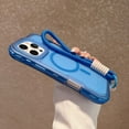 thumbnail image 5 of Rugged Phone Case For iPhone 16,Compatible with Mag-Safe,with Wrist Strap,3-in-1 Heavy Duty Protection,Shockproof Anti-drop Matte translucence Rugged Anti-Scratch Phone Case,Darkblue, 5 of 10