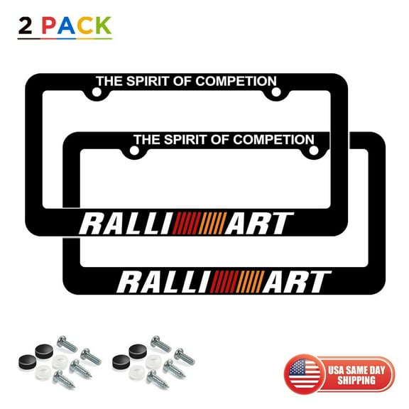 2pcs Mitsubishi Ralliart Sport Front Rear 3D License Plate Frame Cover Decorate