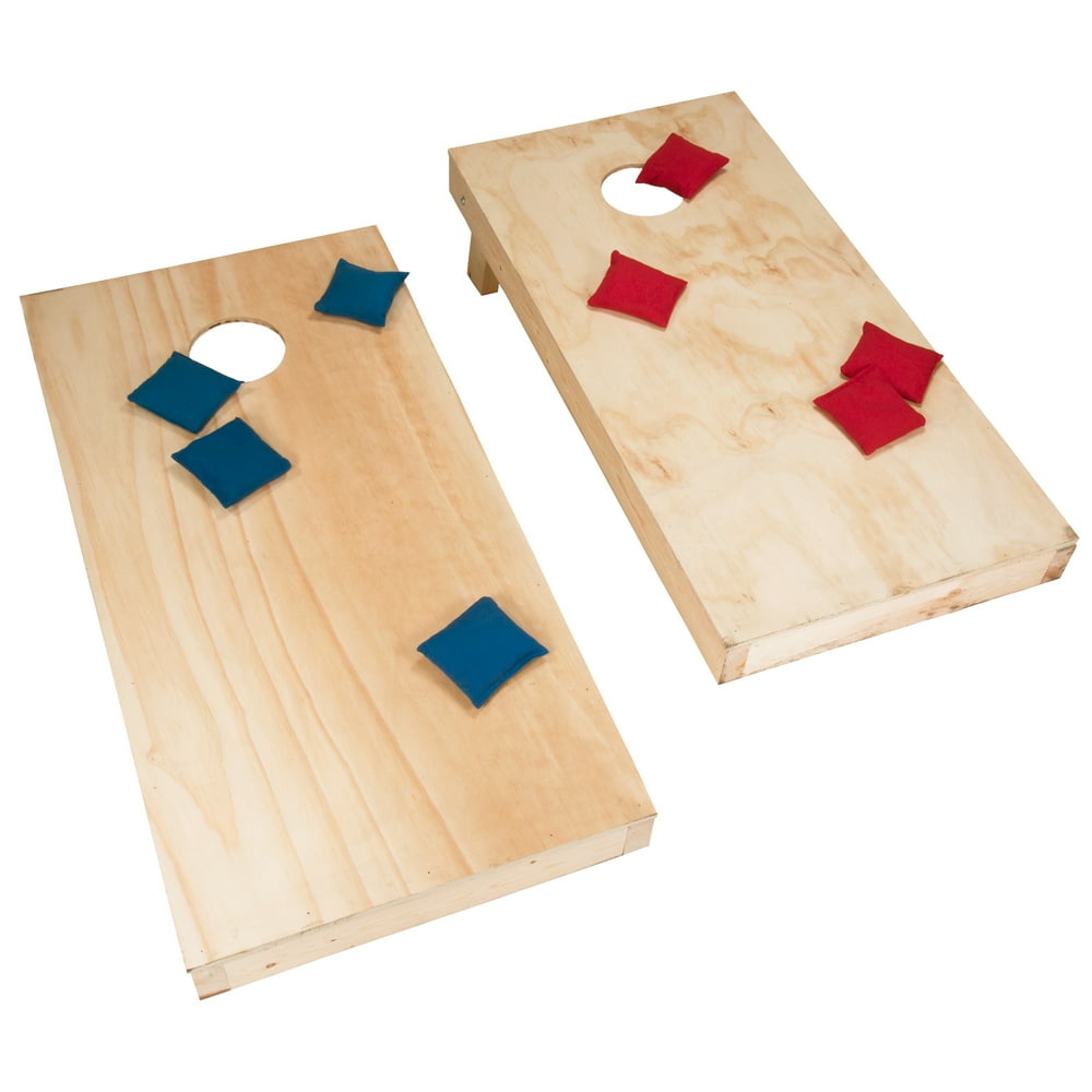 Unfinished Regulation Size Wooden Cornhole Boards and Bags, Beanbag