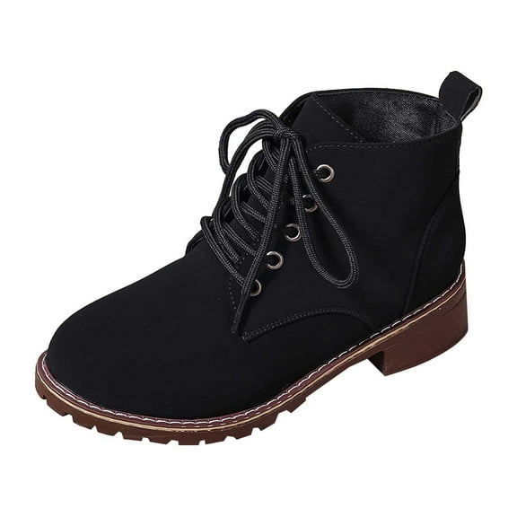 vauyc Fall Booties Ankle Boots for Women Low Heel Fashion Ankle Boots Leather Lace Up Heel Comfortable Winter Casual Booties for Ladies