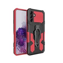 Dteck Belt Clip Holster Kickstand Case for Samsung Galaxy A13 5G, Shockproof Rugged Hybrid Soft Rubber TPU   Hard PC Back Protective Cover,Red