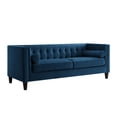thumbnail image 3 of Inspired Home Rin Velvet Sofa Button Tufted Square Arms Tapered Legs Modern, Navy, 3 of 9